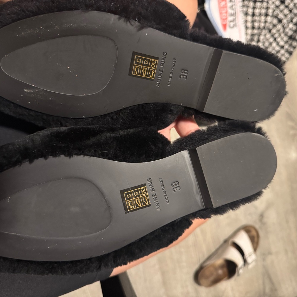 Anine Bing Black Fur-Lined Footwear - Picture 2 of 5